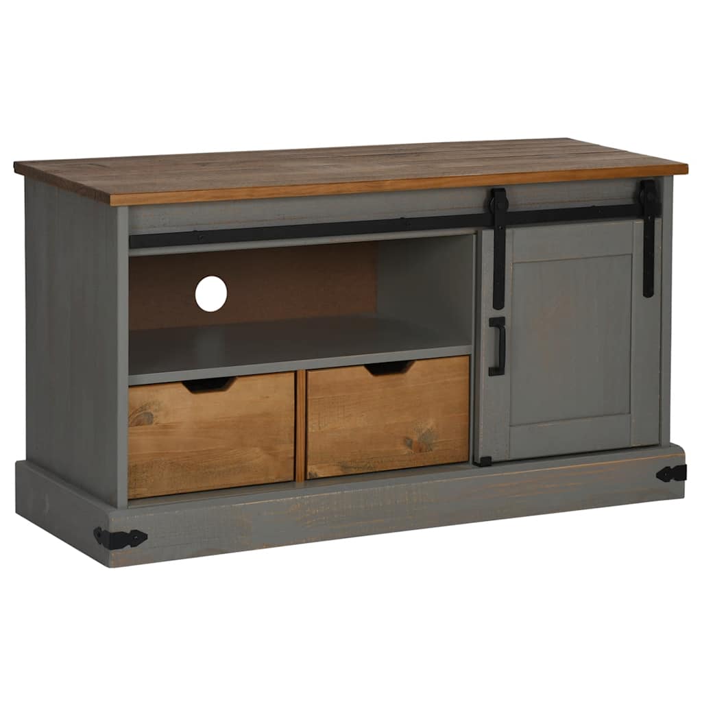 TV ormarić HALDEN s kliznim vratima sivi 110x40x60 cm puno drvo
