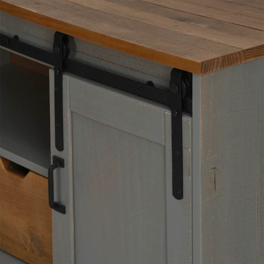 TV ormarić HALDEN s kliznim vratima sivi 110x40x60 cm puno drvo