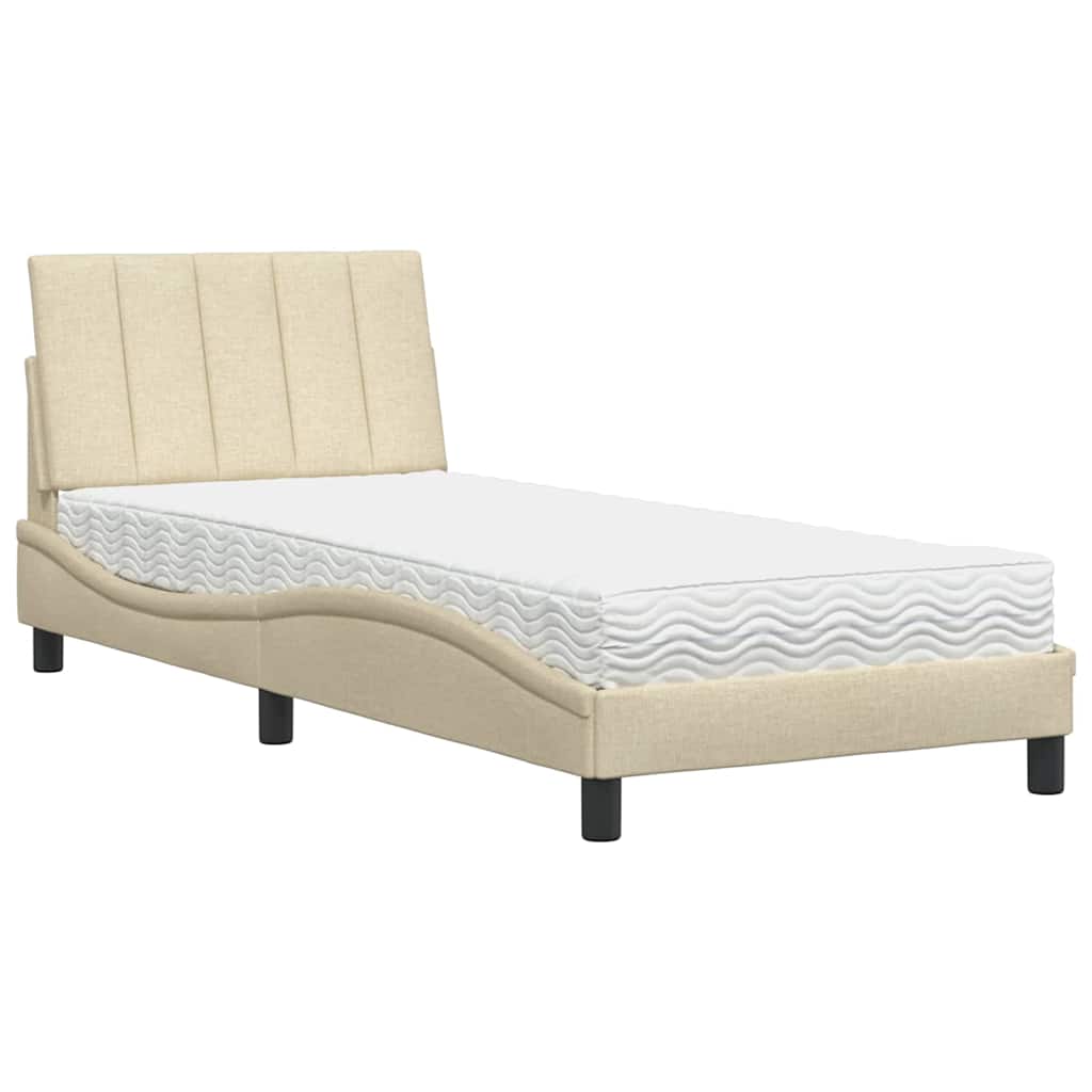 Krevet s madracem Hanko krem 90 x 200 cm od tkanine