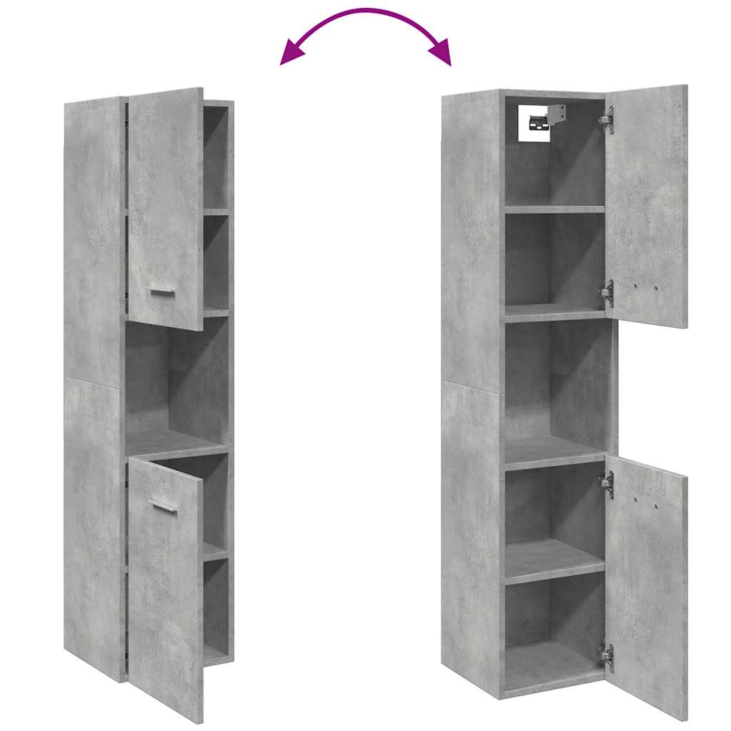 Kupaonski viseći ormarić siva boja betona 30x30x130 cm drveni