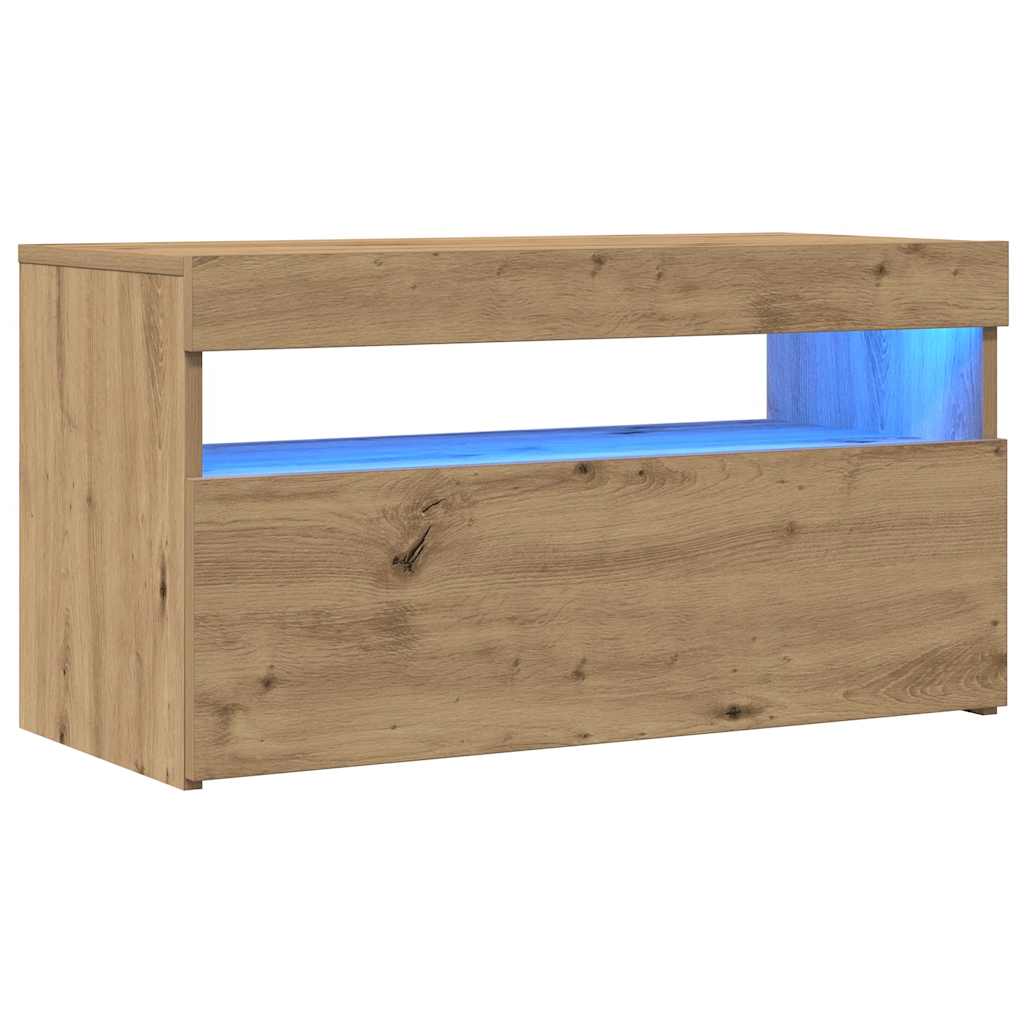 TV ormarić s LED svjetlima Artisan hrast 75x35x40 cm