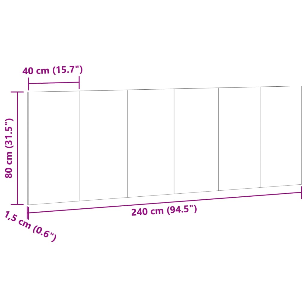 Zidno uzglavlje boja staro drvo 240x1,5x80 cm konstruirano drvo