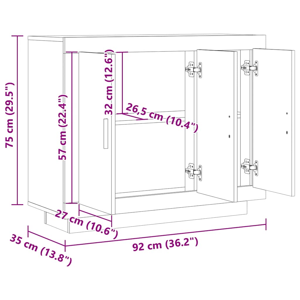 Komoda boja staro drvo 92x35x75 cm od konstruiranog drva