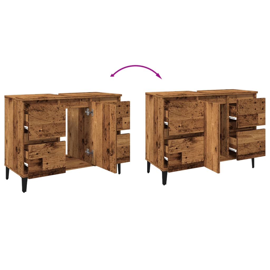 Ormarić za umivaonik boja drva 80x33x60 cm konstruirano drvo