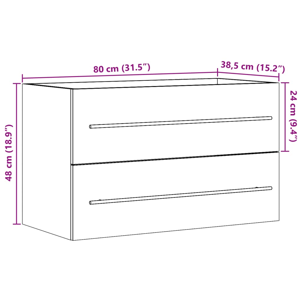 Ormarić za umivaonik boja drva 80x38,5x48 cm konstruirano drvo