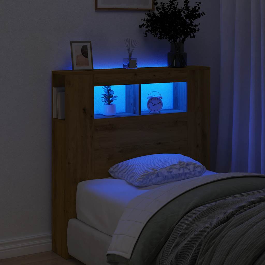 LED uzglavlje boja hrasta artisan 100x18,5x103,5 cm drveni