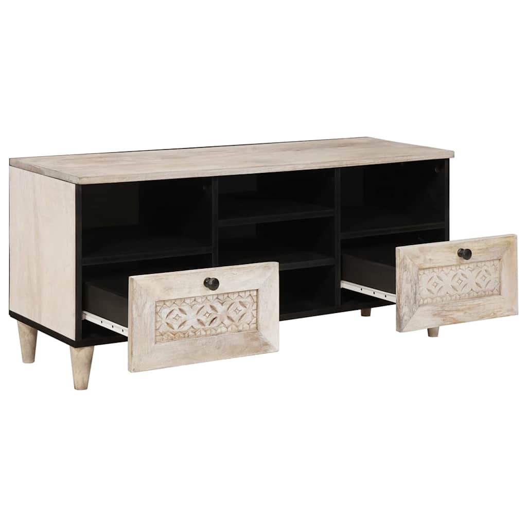 TV ormar Bjeli izbijeljeni 100 x 33 x 46 cm Čvrsto drvo manga