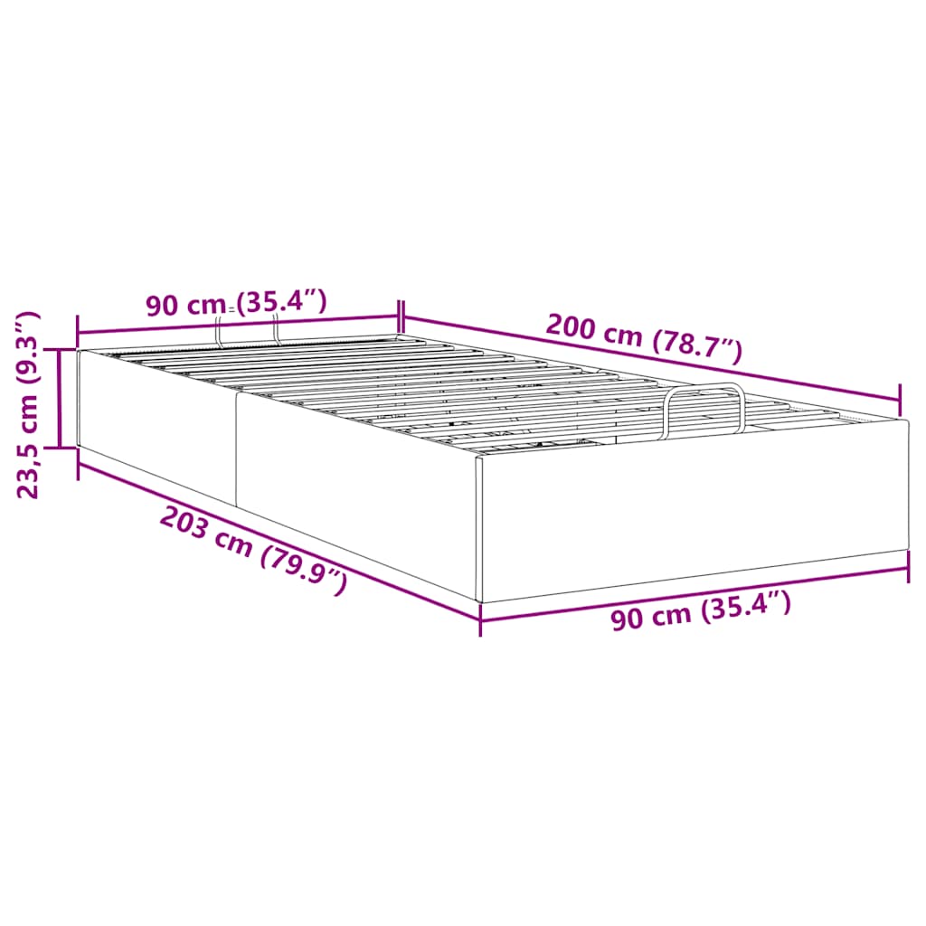 Otomanski okvir kreveta bez madraca crni 90x200 cm umjetne kože