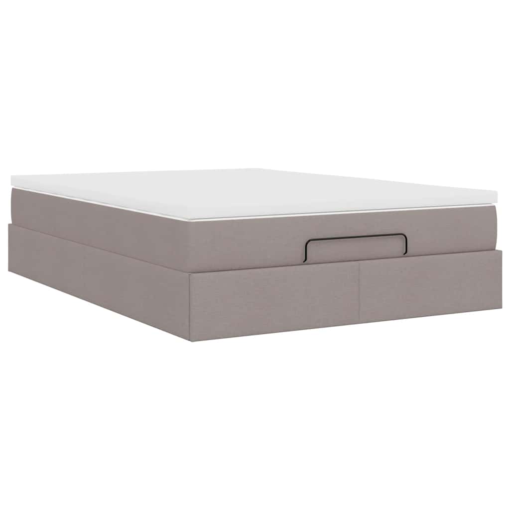 Ottoman krevet s madracem, taupe boja, 140x190 cm, tkanina