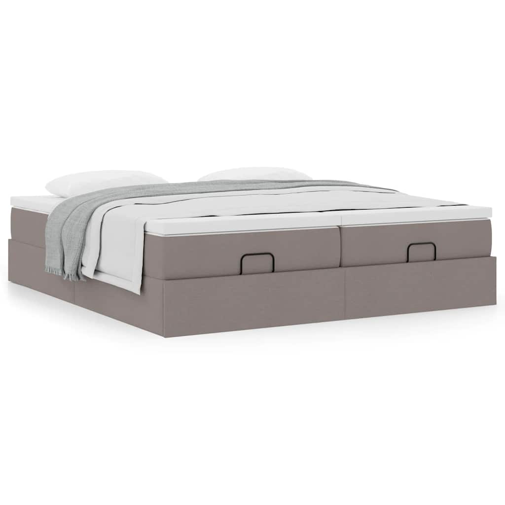 Ottoman krevet s madracima, taupe 160x200 cm, tkanina