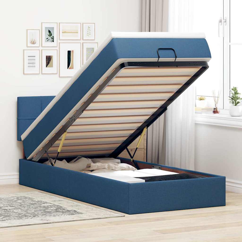 Ottoman krevet s madracem plavi 80x200 cm tkanina