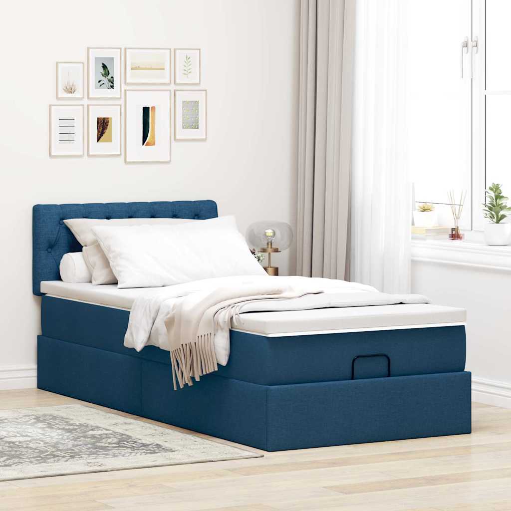 Ottoman krevet s madracem plavi 80x200 cm tkanina