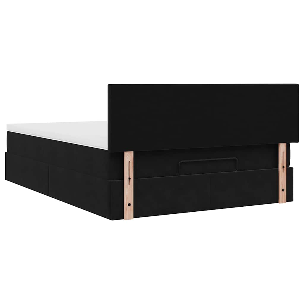 Ottoman krevet s madracem crni 140x200 cm baršun