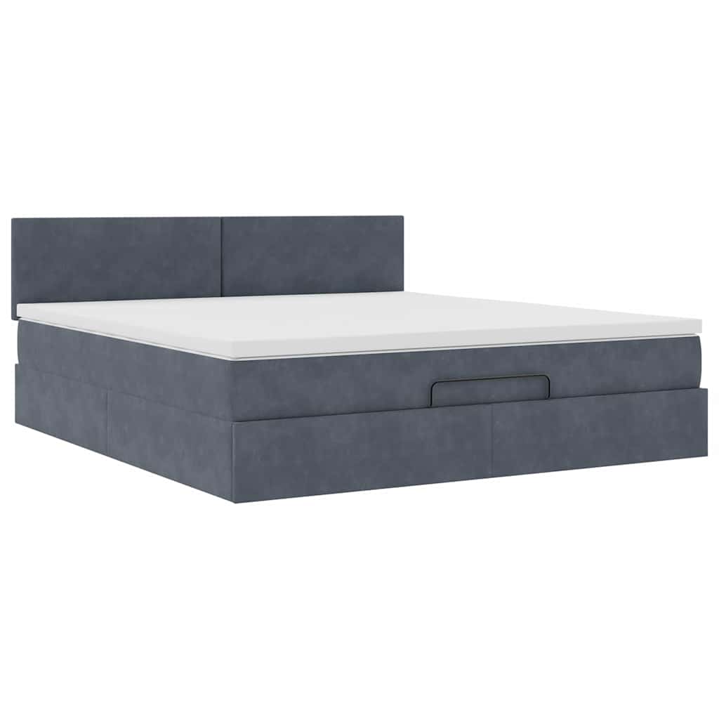 Krevet s madracem, tamno sivi, 160x200 cm, baršun