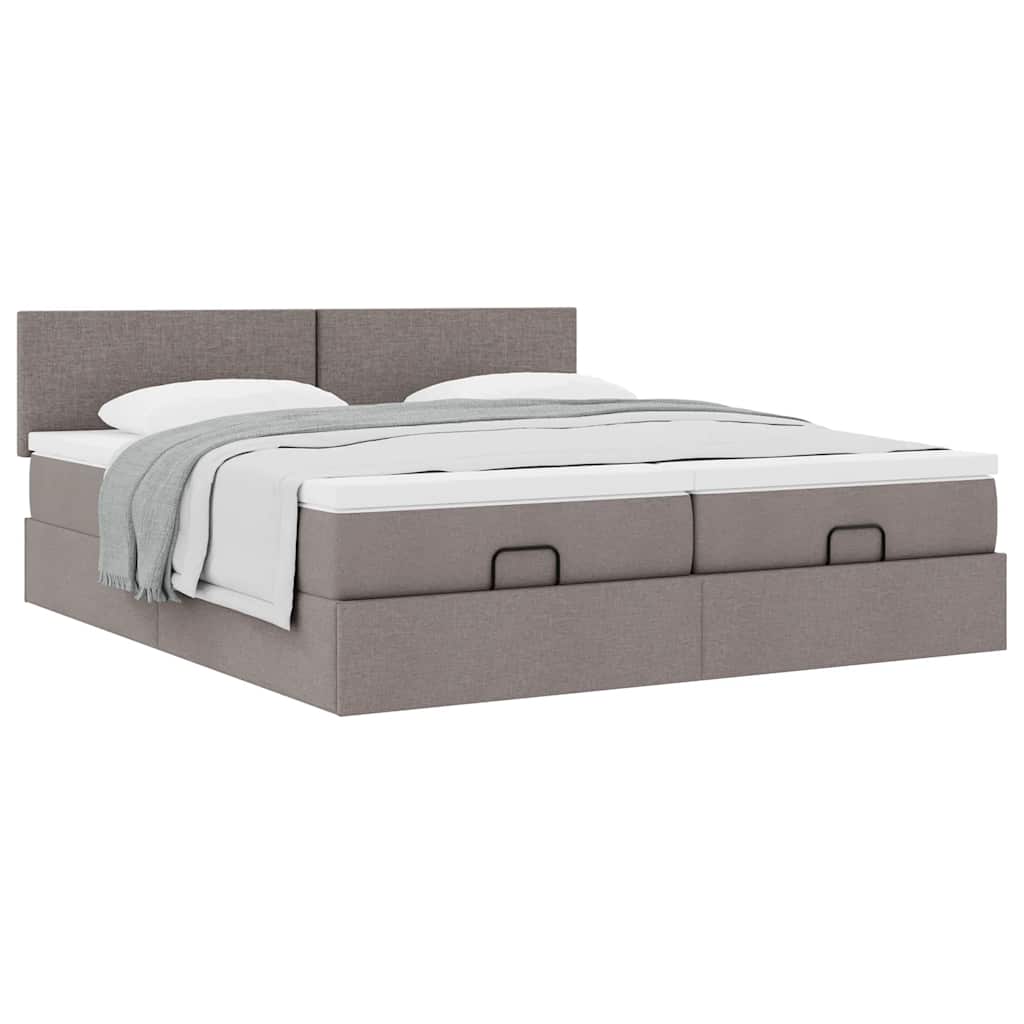 Ottoman krevet s madracima, taupe 160x200 cm, tkanina