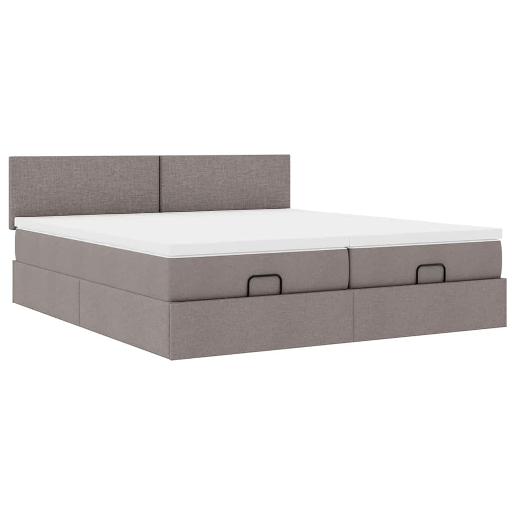 Ottoman krevet s madracima, taupe 160x200 cm, tkanina