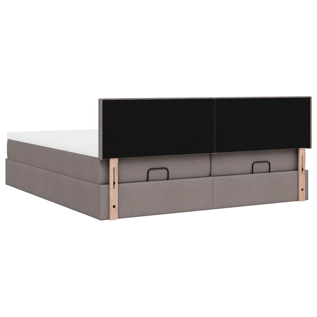 Ottoman krevet s madracima, taupe 160x200 cm, tkanina