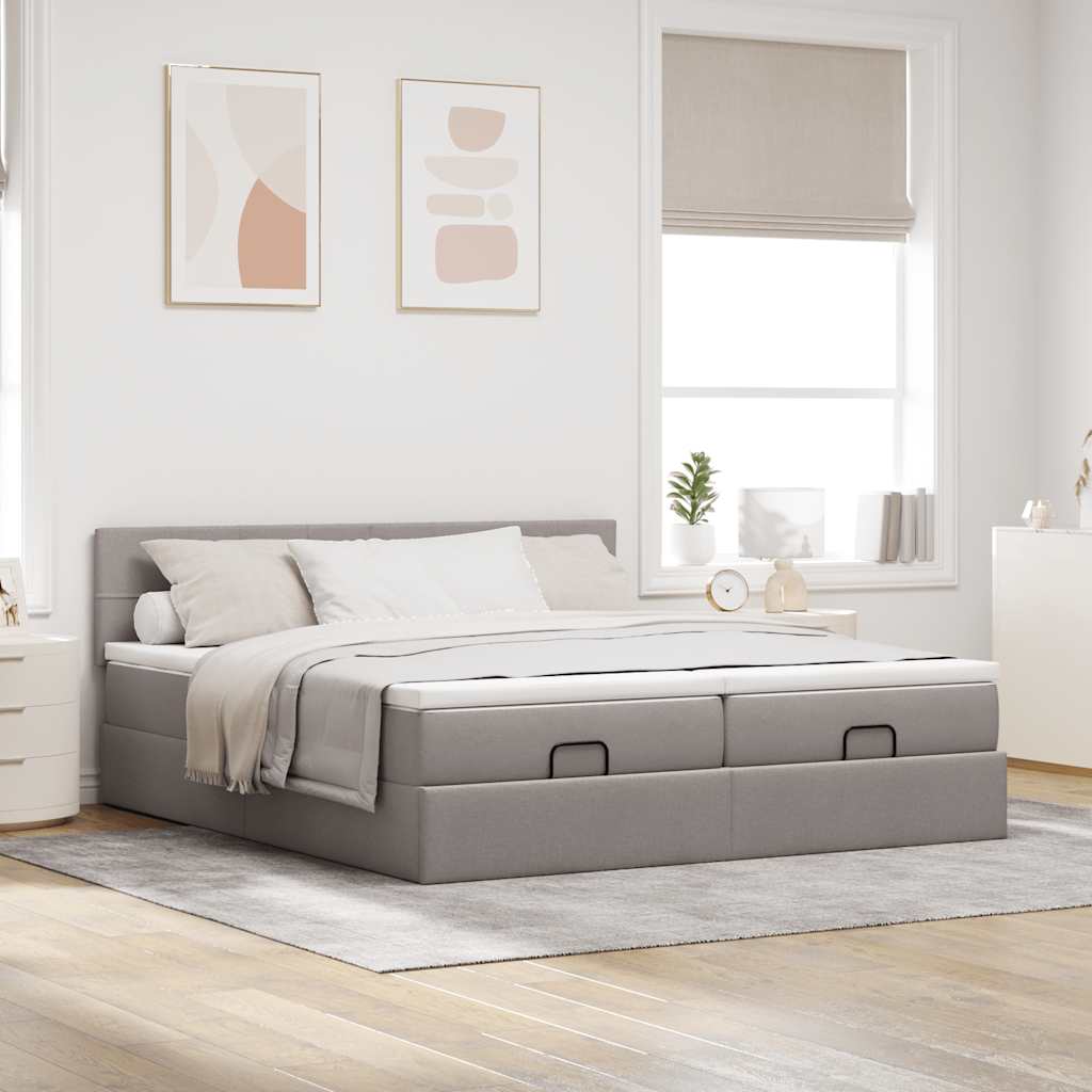 Ottoman krevet s madracima, taupe 160x200 cm, tkanina
