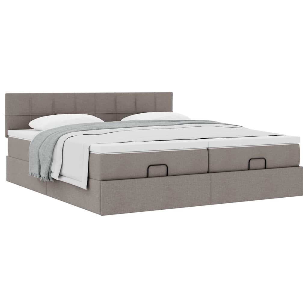 Ottoman krevet s madracima, taupe 160x200 cm, tkanina