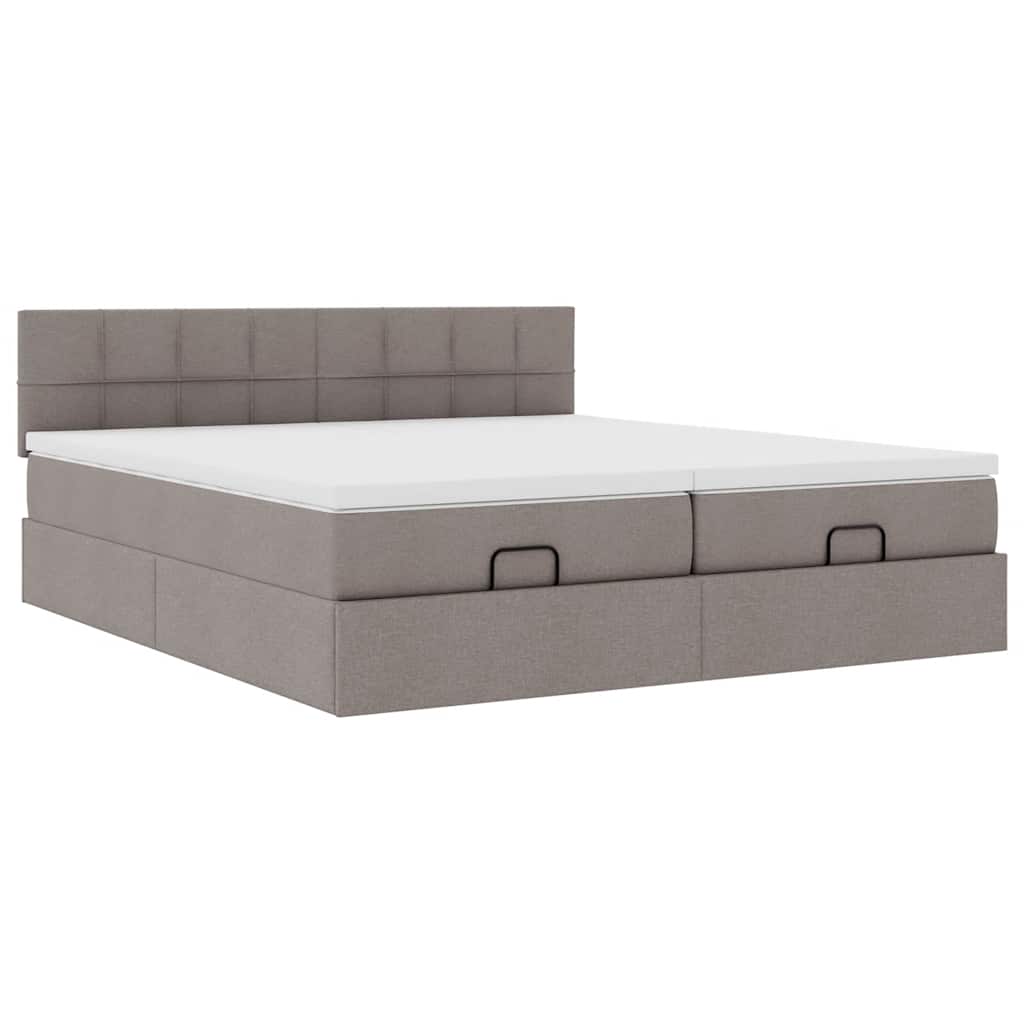 Ottoman krevet s madracima, taupe 160x200 cm, tkanina