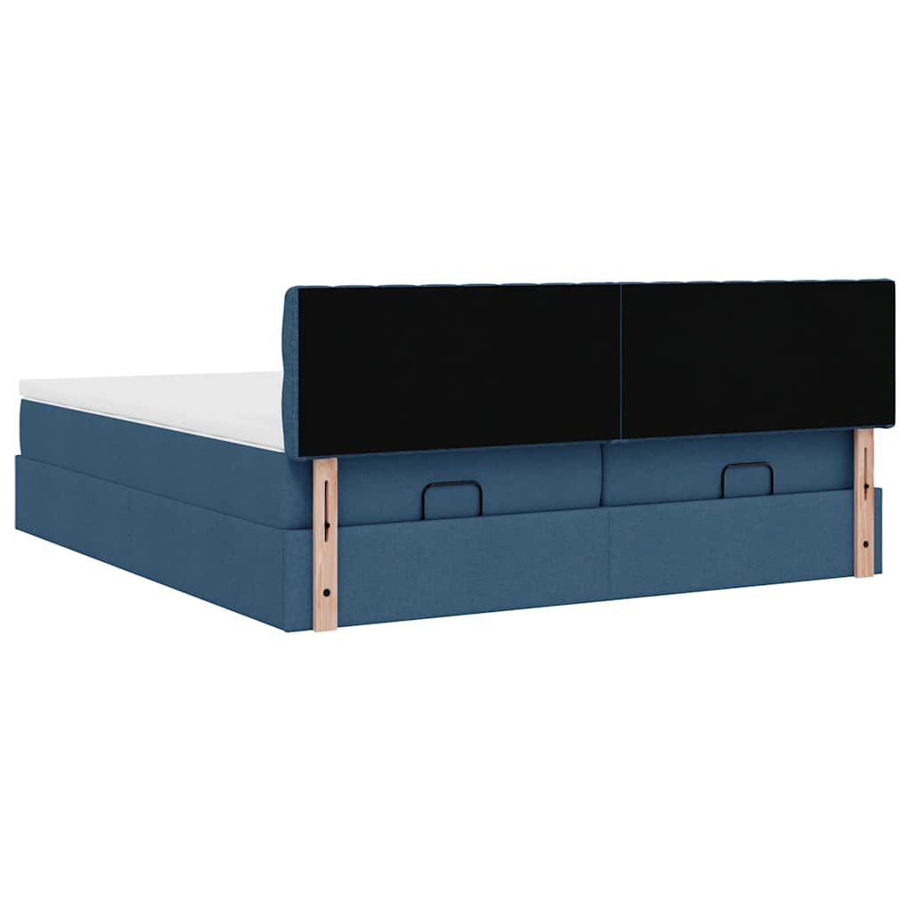 Ottoman krevet s madracima plavi 160x200 cm tkanina