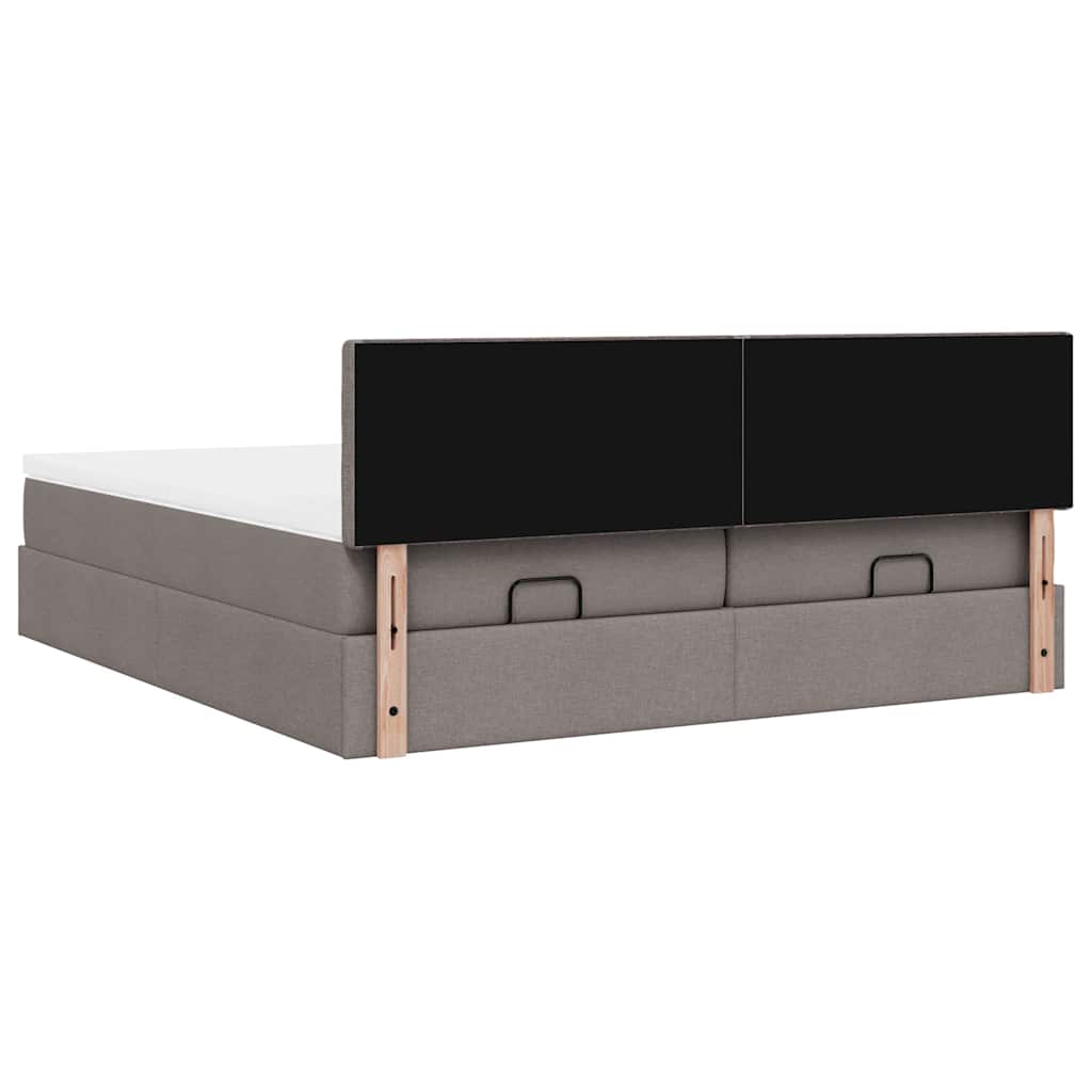 Ottoman krevet s madracima, taupe 160x200 cm, tkanina