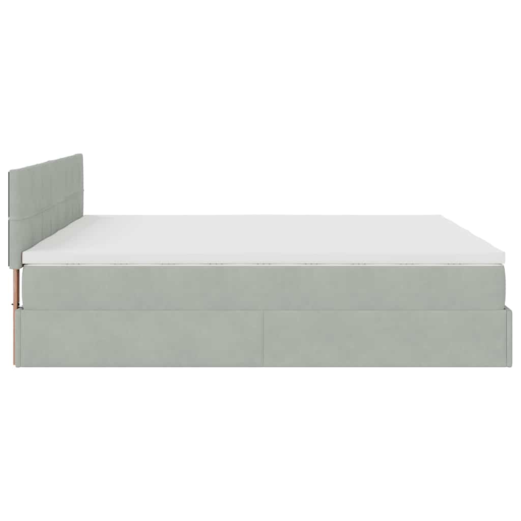 Okvir kreveta s madracima svijetlosivi 200x200cm baršunasti