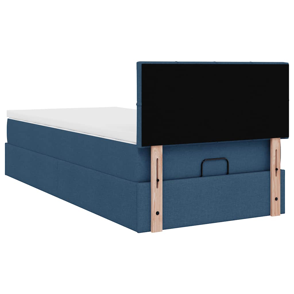 Ottoman krevet s madracem i LED diodama plavi 80x200 cm tkanina