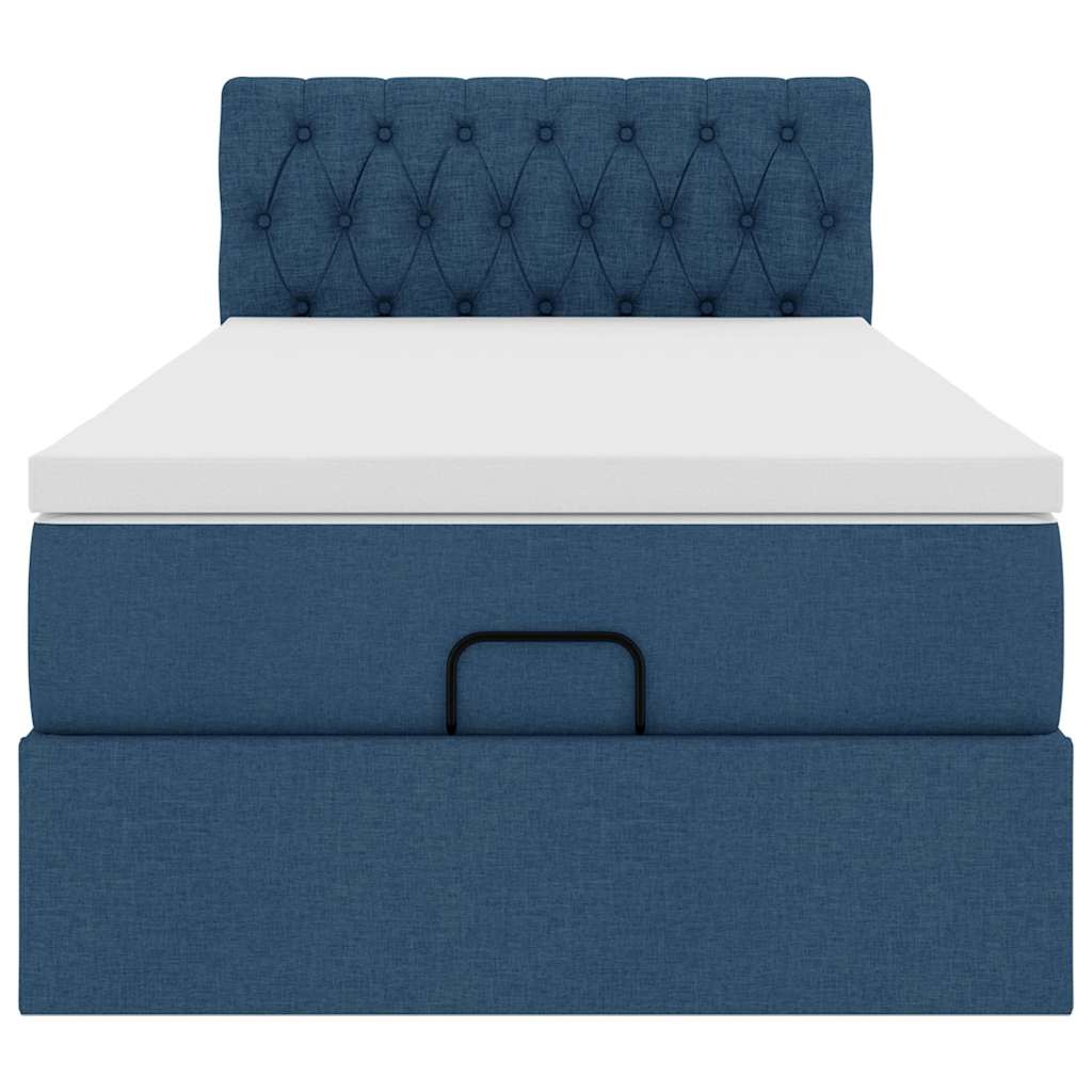 Ottoman krevet s madracem i LED diodama plavi 80x200 cm tkanina