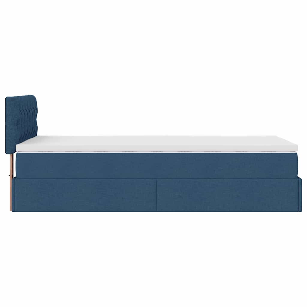 Ottoman krevet s madracem i LED diodama plavi 80x200 cm tkanina