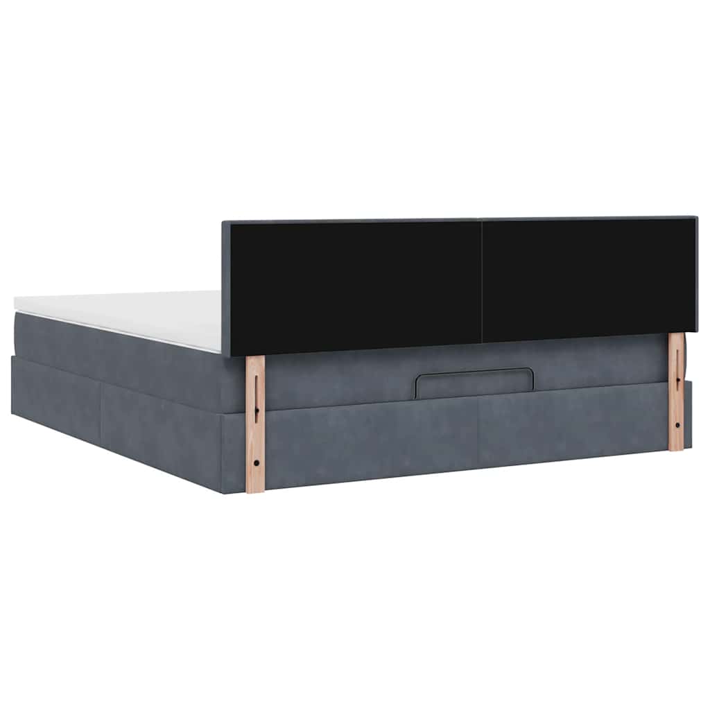 Ottoman krevet s madracem i LED diodama tamno sivi 160x200 cm baršun