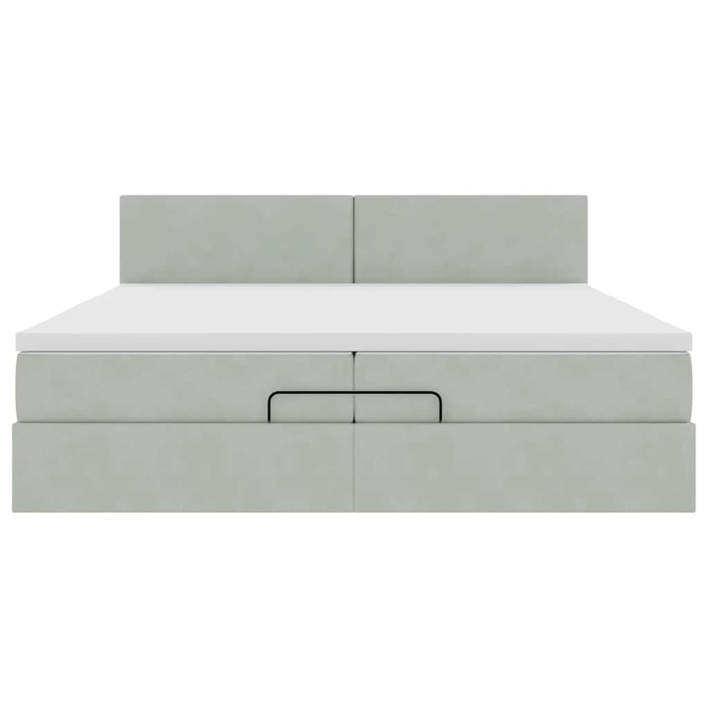 Okvir kreveta s madracima svijetlosivi 200x200cm baršunasti