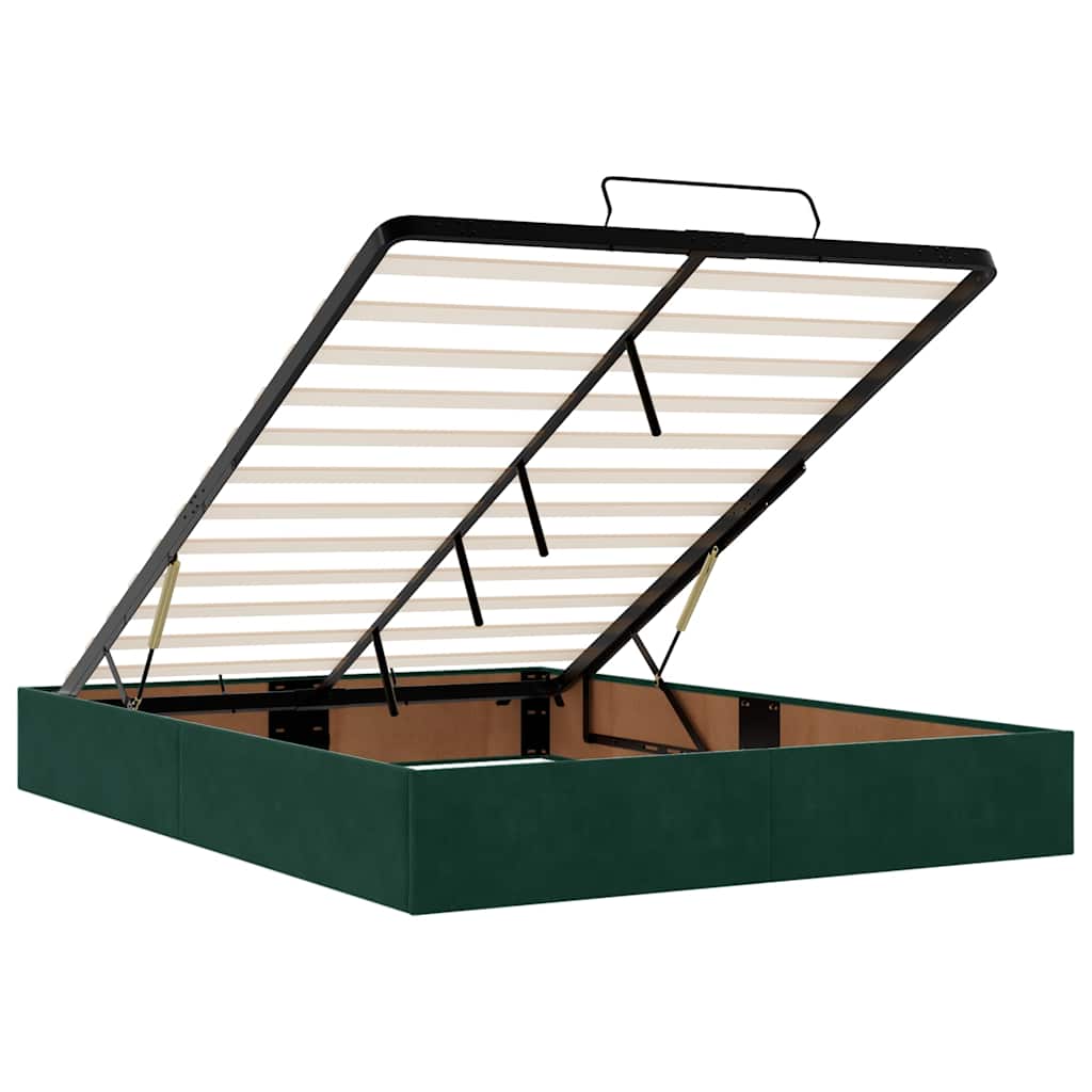 Ottoman krevet s madracem i LED diodama tamnozeleni 140x190 cm baršun