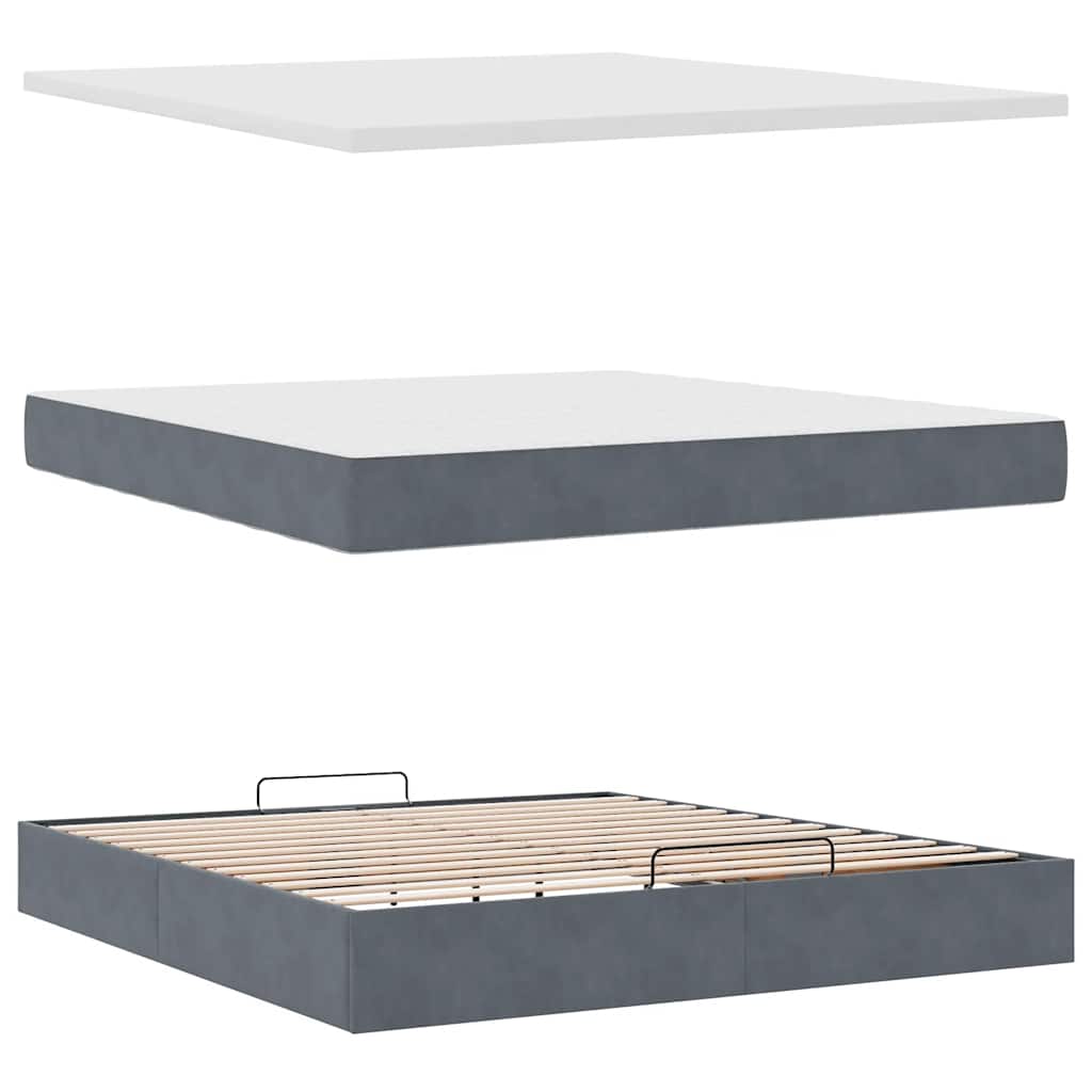 Ottoman krevet s madracem i LED diodama tamno sivi 160x200 cm baršun