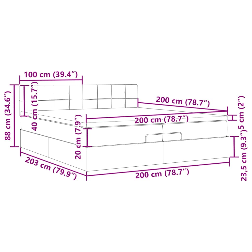 Okvir kreveta s madracima svijetlosivi 200x200cm baršunasti