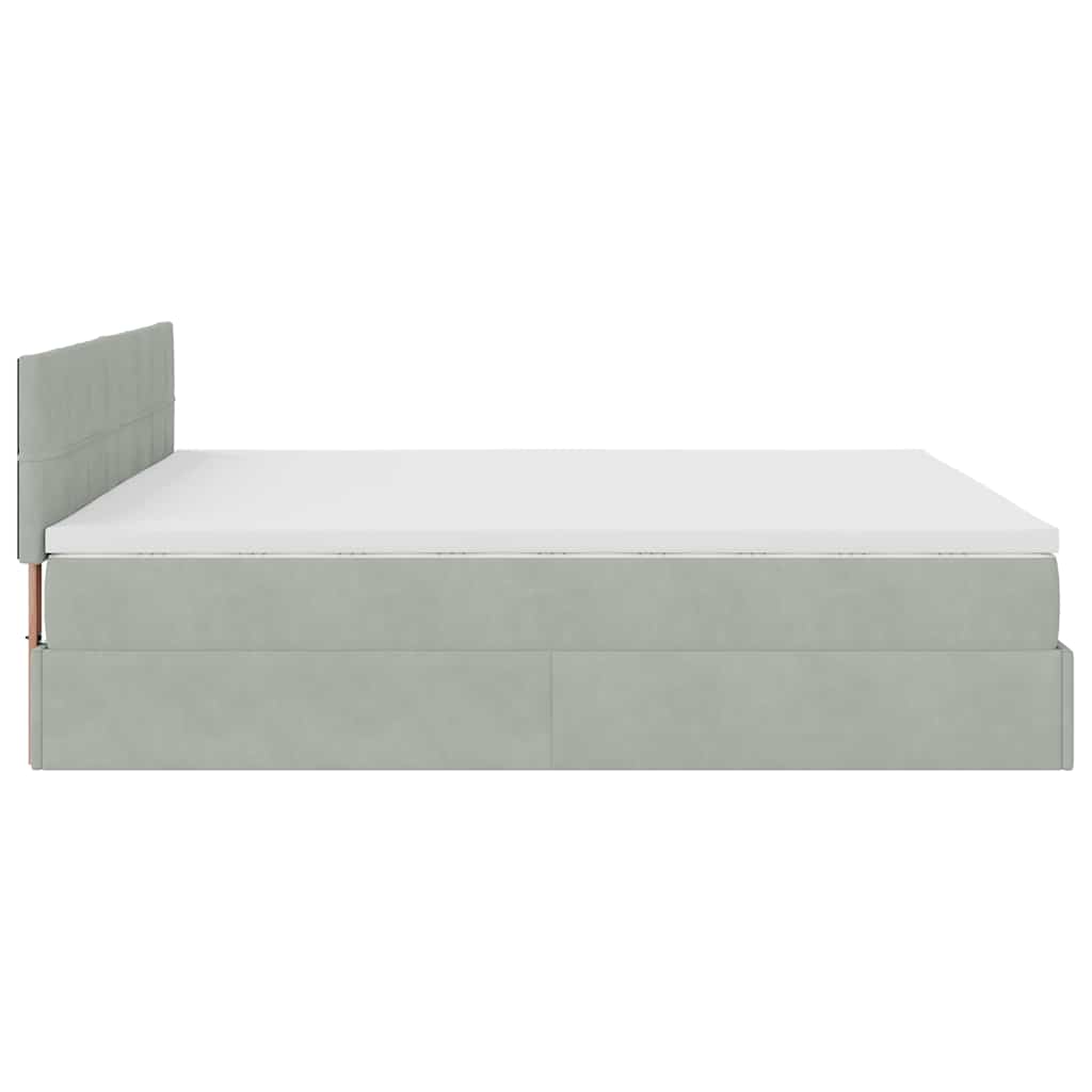 Okvir kreveta s madracima svijetlosivi 200x200cm baršunasti