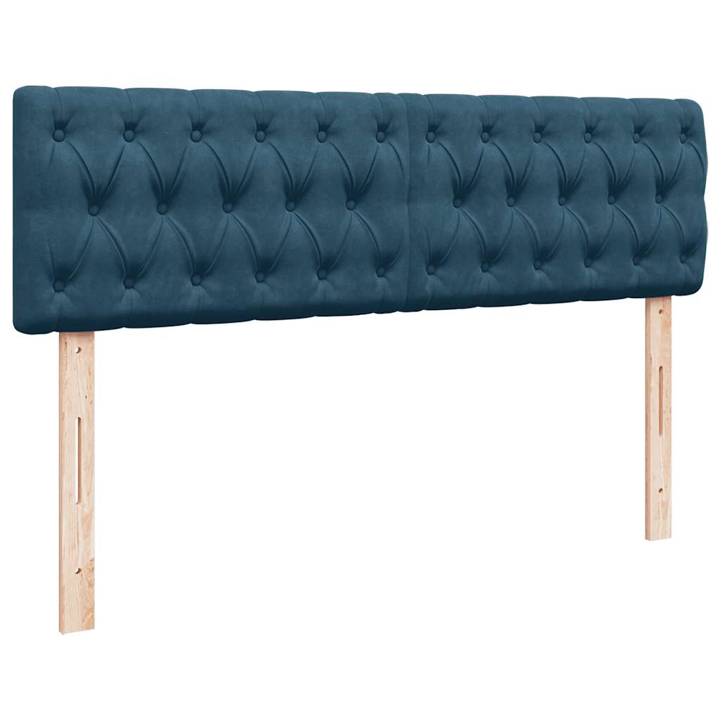 Ottoman krevet s madracem i LED diodama tamnoplavi 140x200 cm baršun