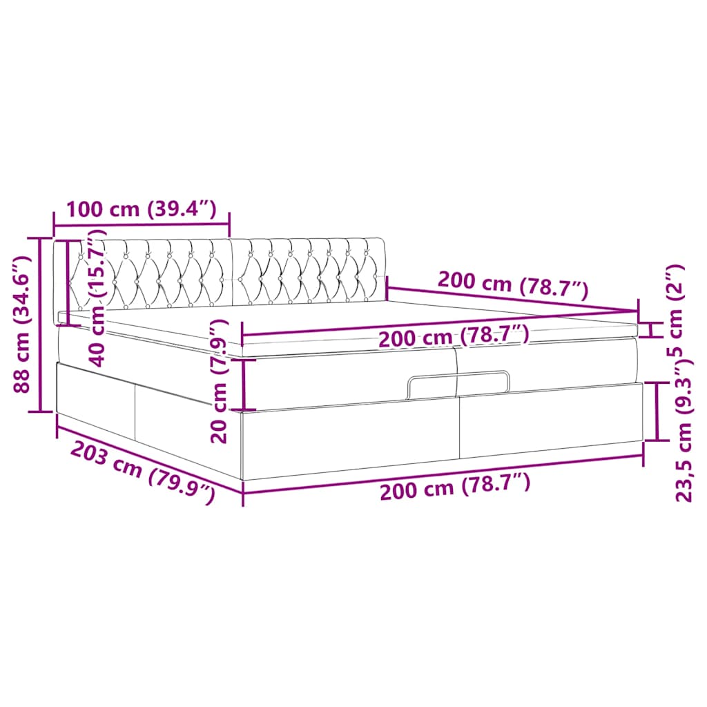 Okvir kreveta s madracima svijetlosivi 200x200cm baršunasti