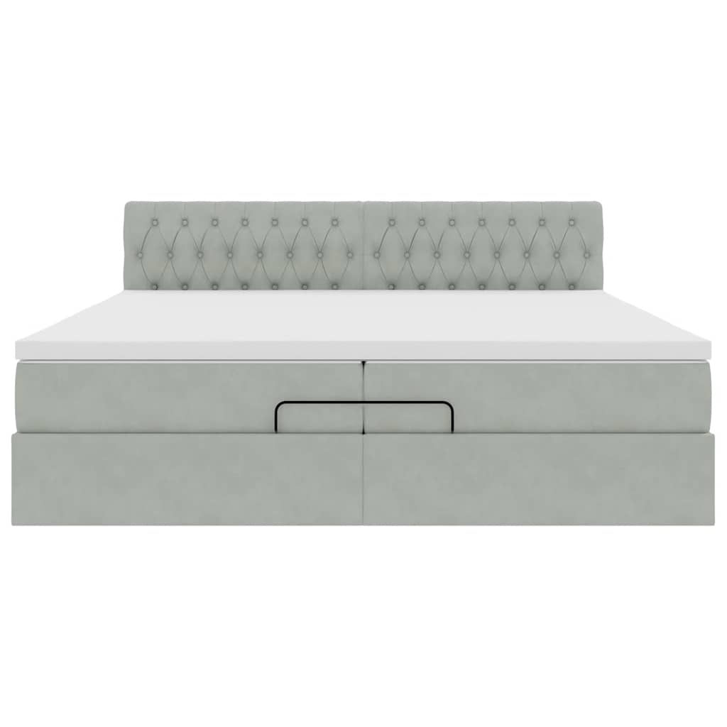 Okvir kreveta s madracima svijetlosivi 200x200cm baršunasti