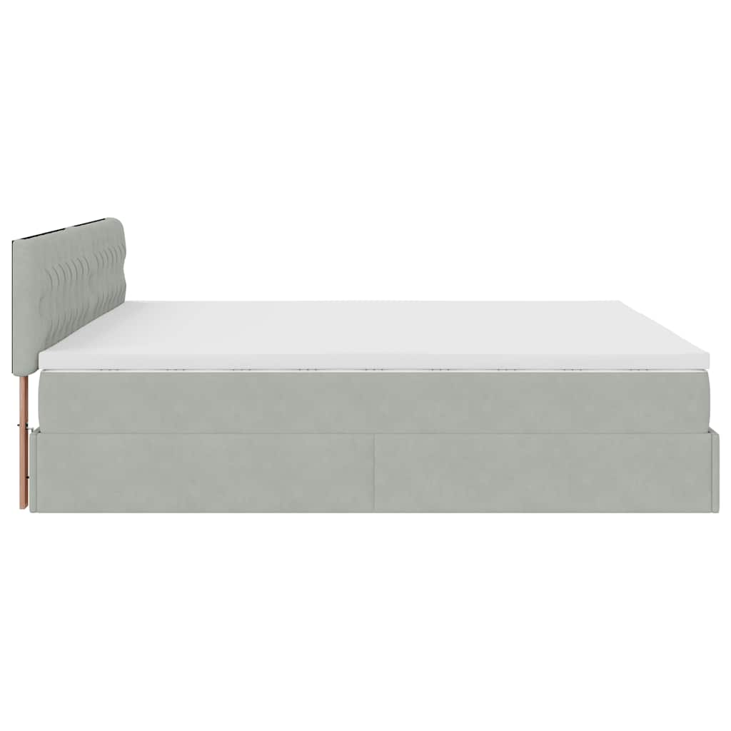 Okvir kreveta s madracima svijetlosivi 200x200cm baršunasti