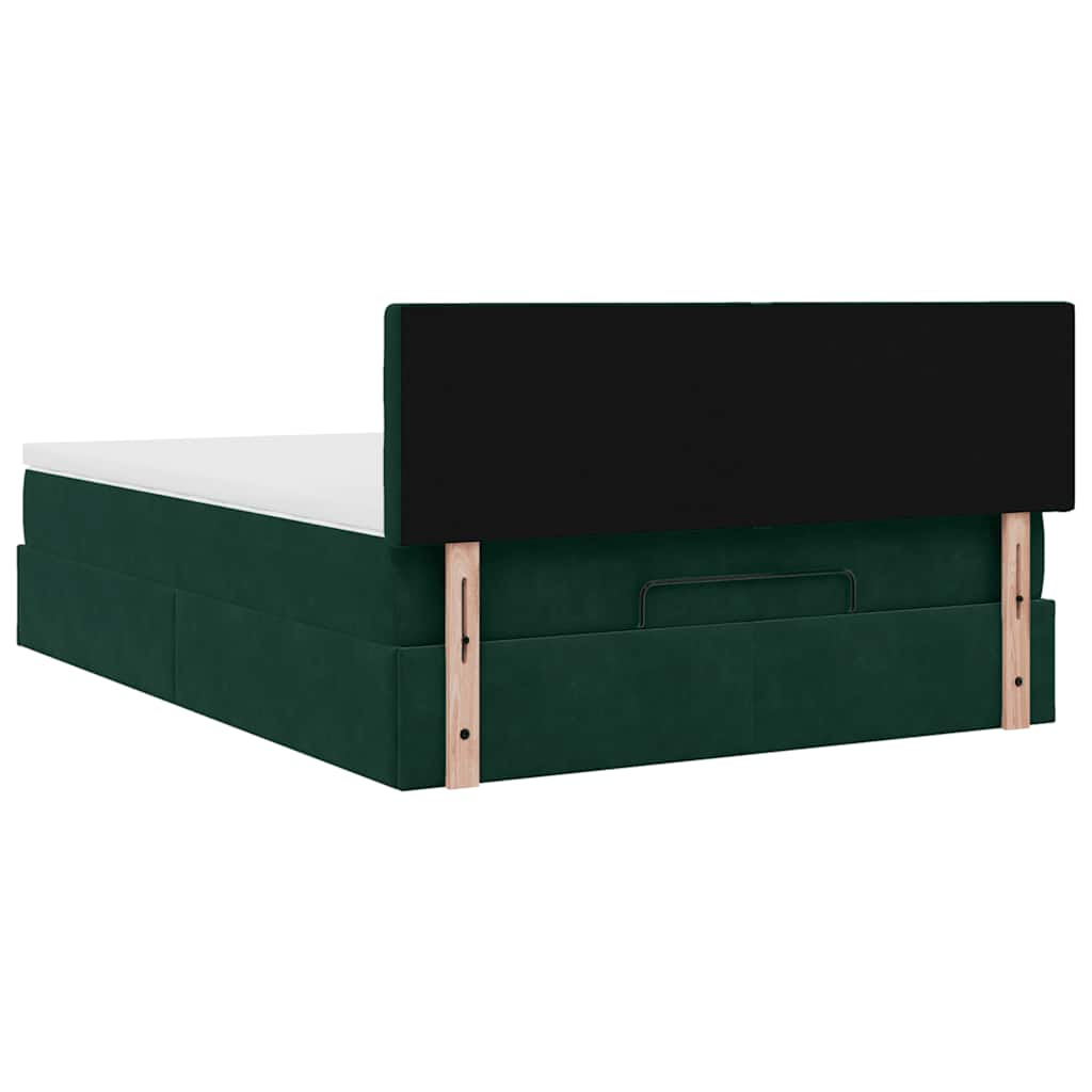 Ottoman krevet s madracem i LED diodama tamnozeleni 140x190 cm baršun