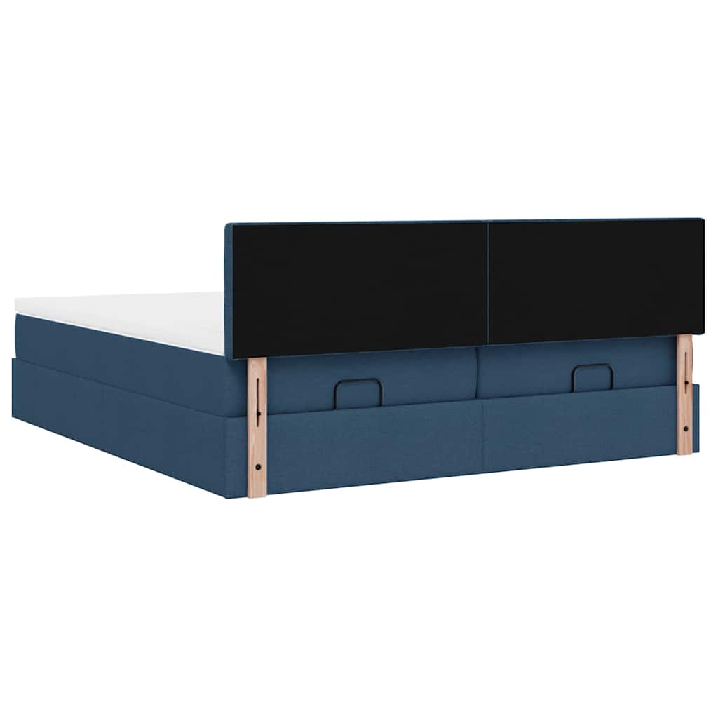 Ottoman krevet s madracima i LED diodama plavi 160x200 cm tkanina