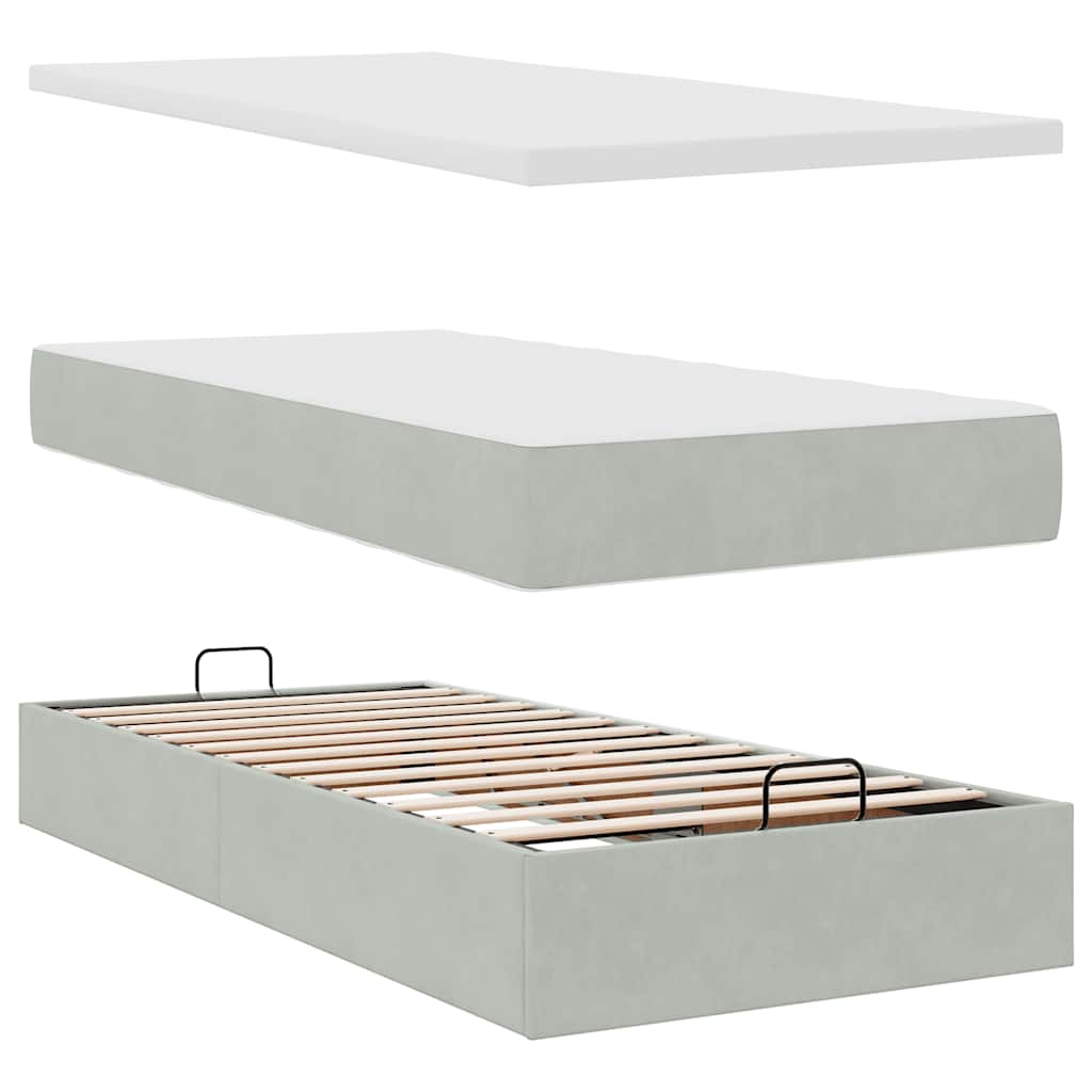 Okvir kreveta s madracima svijetlosivi 200x200cm baršunasti