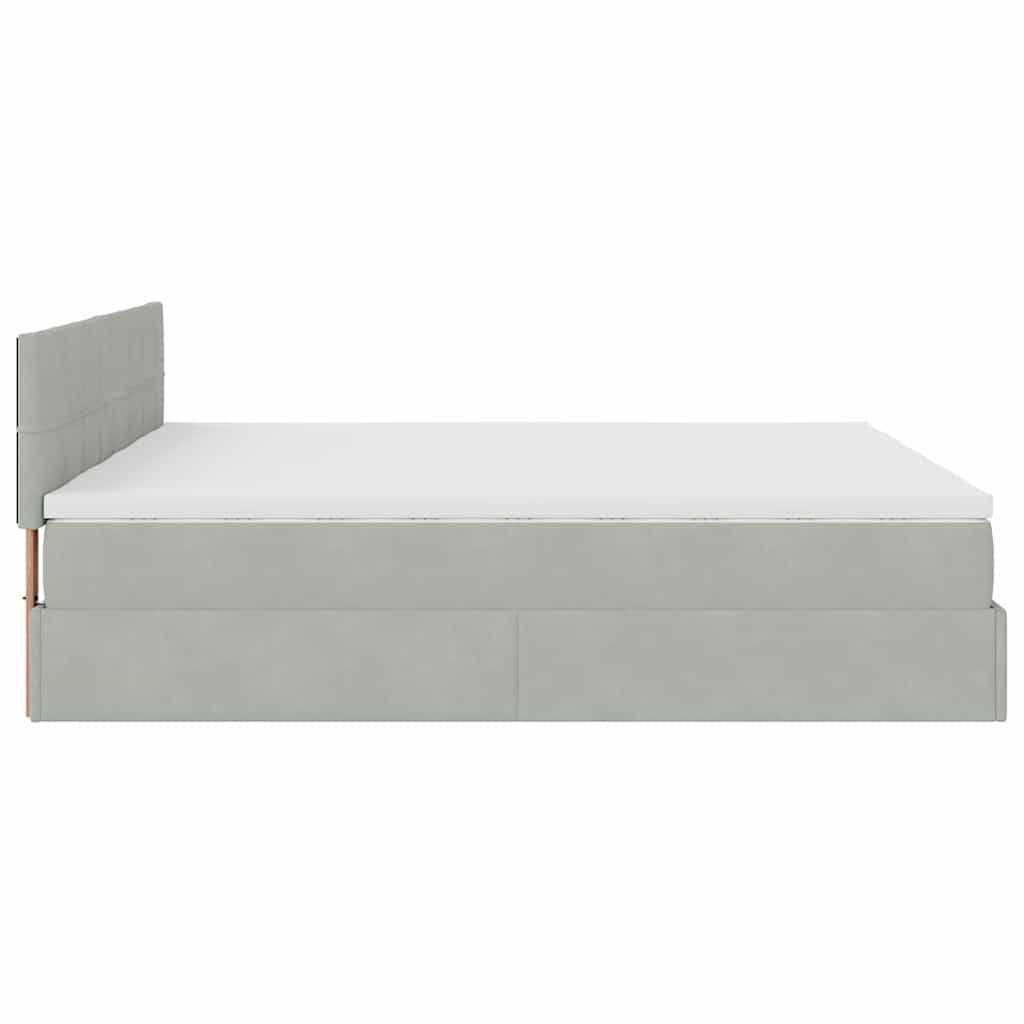 Okvir kreveta s madracima svijetlosivi 200x200cm baršunasti
