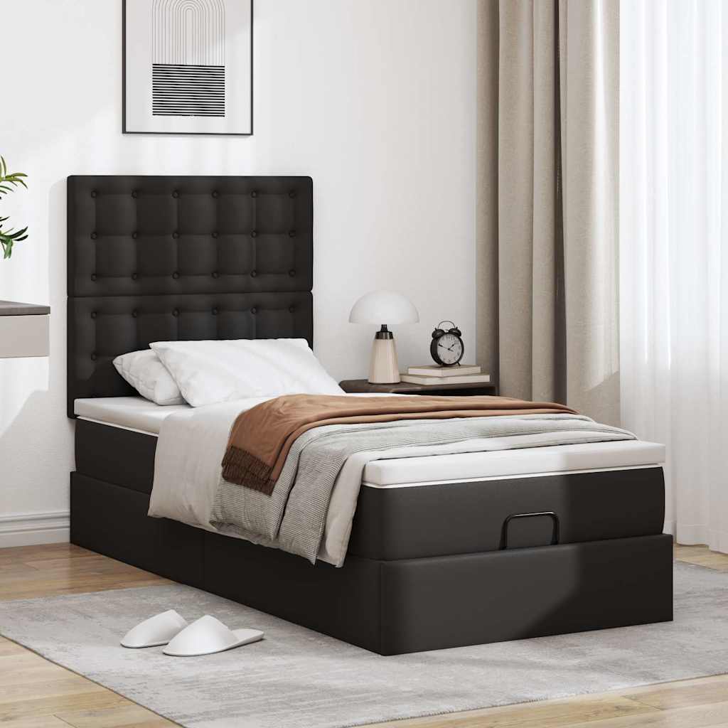 Otomanski krevet s madracem crni 80x200cm umjetna koža