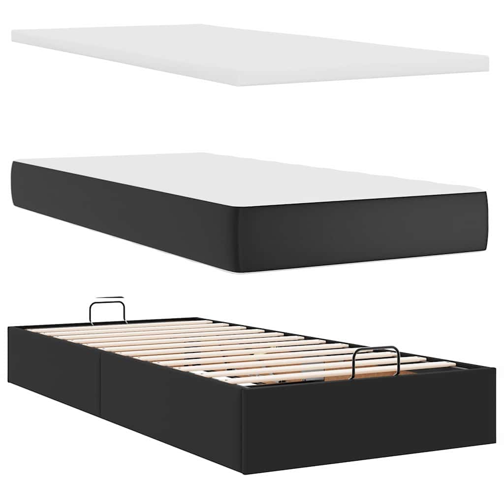 Otomanski krevet s madracem crni 80x200cm umjetna koža