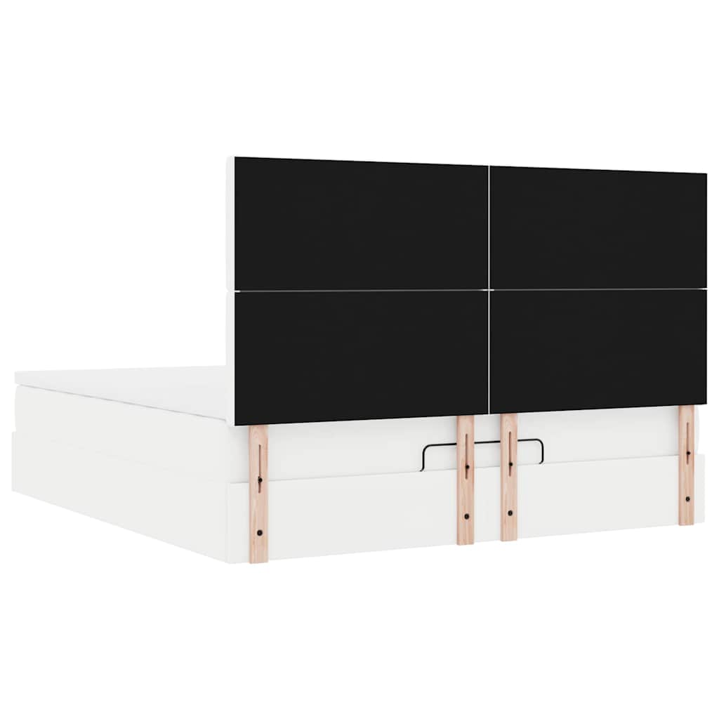 Otomanski okvir kreveta s madraca bijela 160x200cm umjetna koža