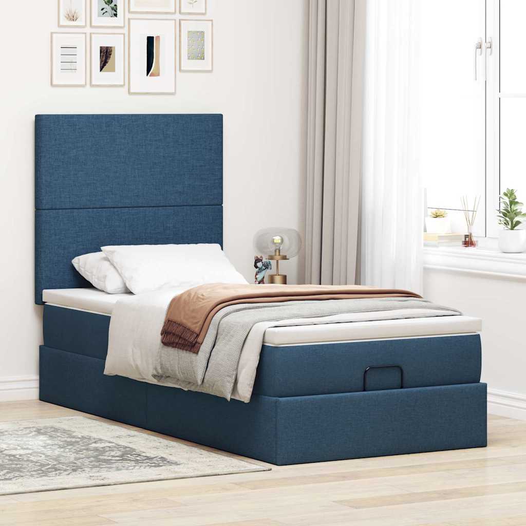 Ottoman krevet s madracem plavi 80x200 cm tkanina