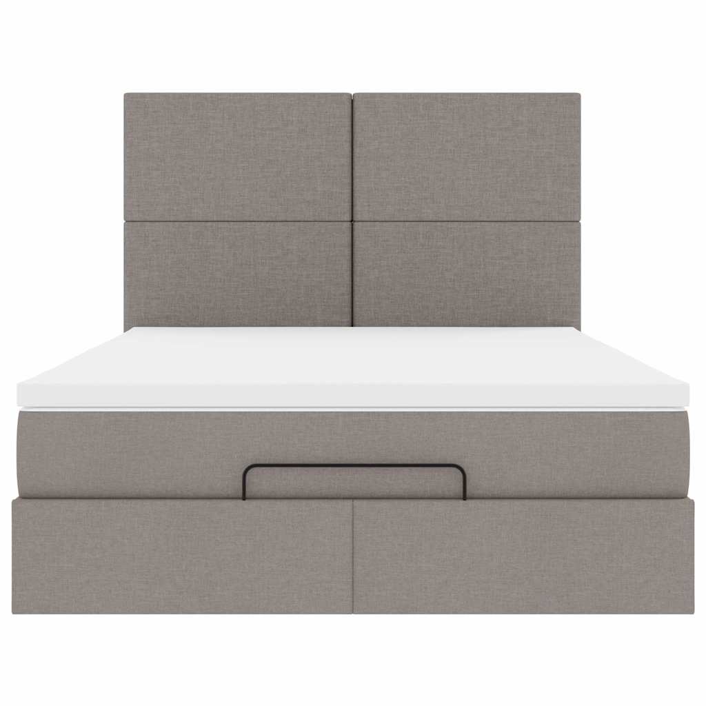 Ottoman krevet s madracem, taupe boja, 140x190 cm, tkanina