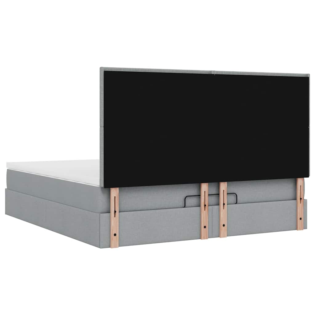Otomanski krevet s madracem svijetlosivi 180x200cm od tkanine